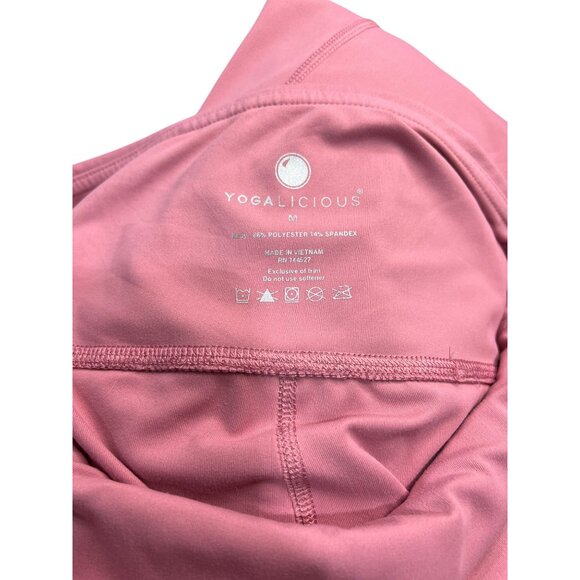 Yoga Leggings With Pockets For Women By YOGALICIOUS Size M Pink - Picture 3 of 3